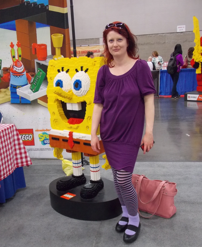 Posing with LEGO SpongeBob