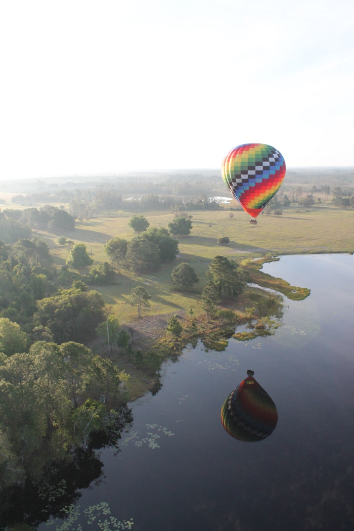 Hot air balloon over water